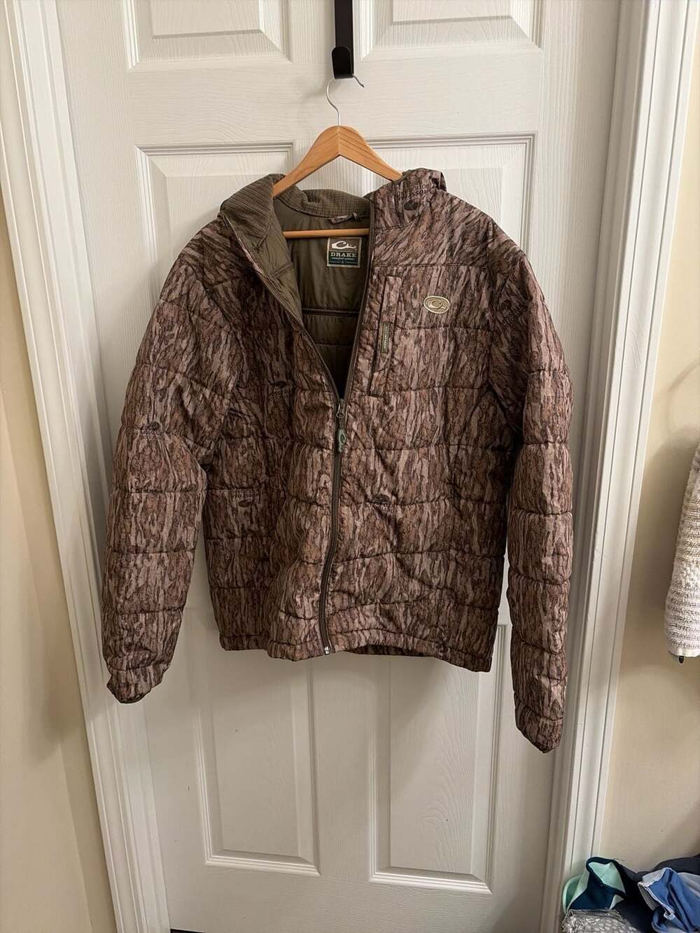 Drake Waterfowl LST Double Down Hooded Jacket Mossy Oak Bottomland Size L